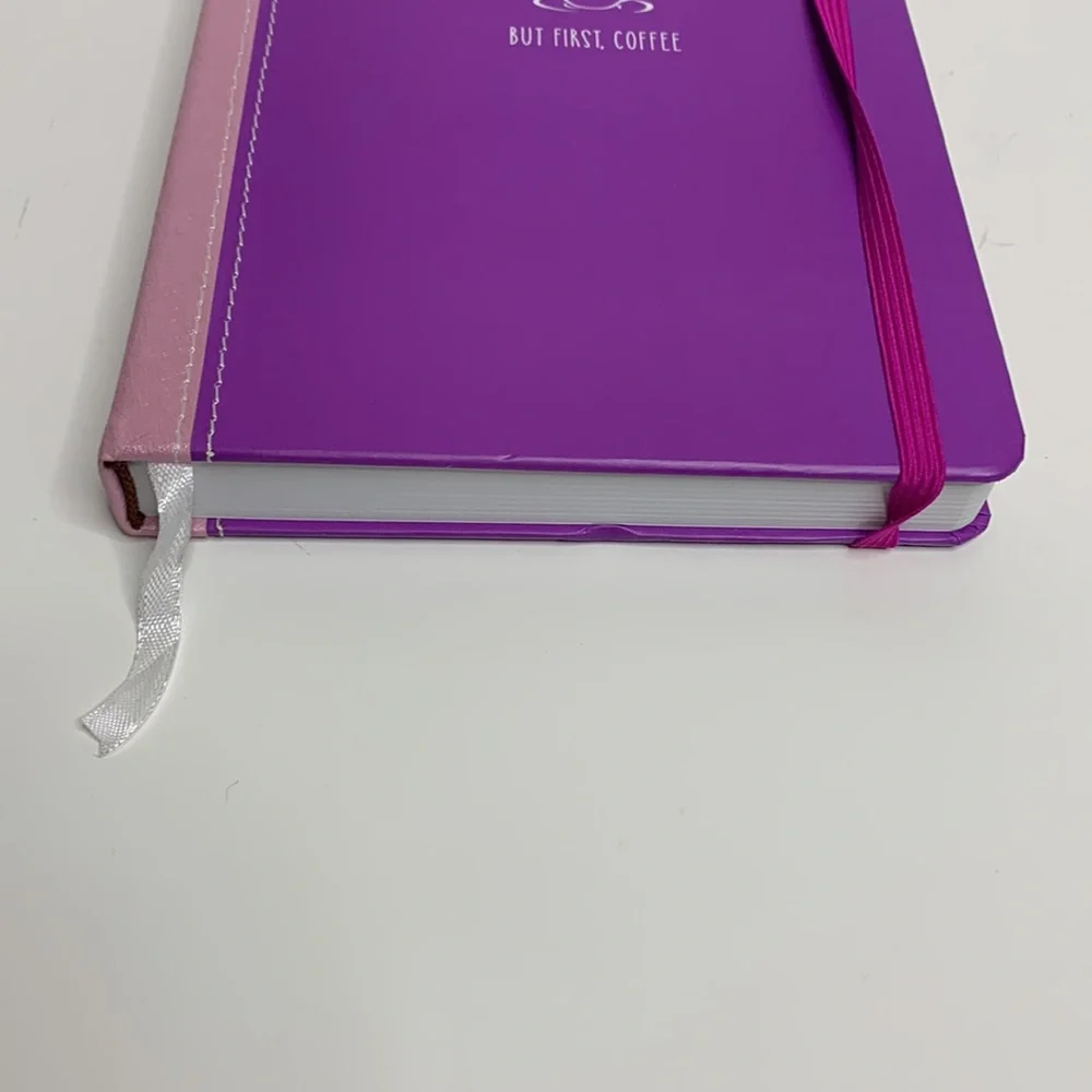 Love Nicole | Purple Hardcover Notebook BUT FIRST,COFFEE Creative Notes Office